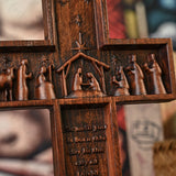 Nativity Scene Crucifix Wooden Wall Decoration - BGCOPPER