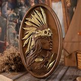 Native American Indian woman natural wood carving decoration, native day gift - BGCOPPER