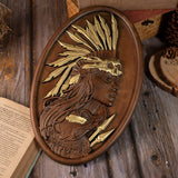 Native American Indian woman natural wood carving decoration, native day gift - BGCOPPER