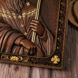 Bgcopper Saint Patrick Wood Carved Icon Religious Gift Wall Hanging Art Work - BGCOPPER