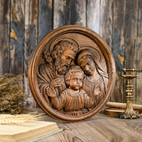 Holy family wood carving plaque - Best wall decor for home - BGCOPPER