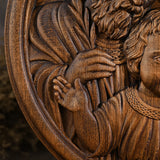 Holy family wood carving plaque - Best wall decor for home - BGCOPPER