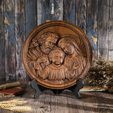 Holy family wood carving plaque - Best wall decor for home - BGCOPPER