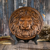 Carved Lion Head Wood Carving Wall Art - BGCOPPER