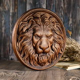 Carved Lion Head Wood Carving Wall Art - BGCOPPER