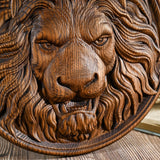 Carved Lion Head Wood Carving Wall Art - BGCOPPER