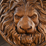 Carved Lion Head Wood Carving Wall Art - BGCOPPER