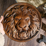 Carved Lion Head Wood Carving Wall Art - BGCOPPER