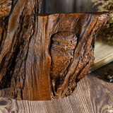 Owl in tree wood carving - Wild Life Wall Art Lover Gift - BGCOPPER