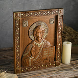 Jesus Christ Pantocrator Wood Carving - BGCOPPER