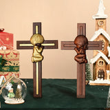 Praying Boy/Girl Cross Wooden Sculpture - BGCOPPER
