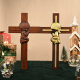 Praying Boy/Girl Cross Wooden Sculpture - BGCOPPER