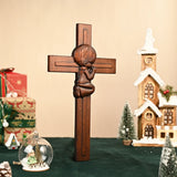Praying Boy/Girl Cross Wooden Sculpture - BGCOPPER
