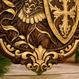 St. Michael Archangel Hand-Carved Wooden Wall Plaque – Sword & Shield of Divine Protection