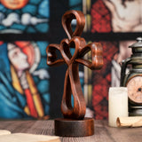 Love Cross Wooden Carving Ornament - BGCOPPER