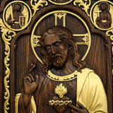 Saint Benedict & Sacred Heart of Jesus Handcrafted Beechwood Wall Plaque