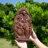 Natural Beechwood Nativity Scene Wooden Carved Plaque Tabletop Arrangement - BGCOPPER