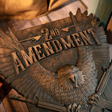 Solid Wood Carvings Decor, Commemorating the Second Amendment - BGCOPPER