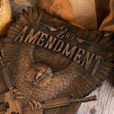 Solid Wood Carvings Decor, Commemorating the Second Amendment - BGCOPPER