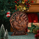 Holy Family Carved Wooden Tabletop Arrangement - BGCOPPER