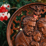 Holy Family Carved Wooden Tabletop Arrangement - BGCOPPER