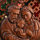 Holy Family Carved Wooden Tabletop Arrangement - BGCOPPER