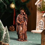 Wooden statue of Joseph holding Baby Jesus Gift Wood Carving - BGCOPPER