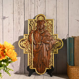 God Shepherd Religious Gift Wood Carving Cross Christian Wall Art - BGCOPPER