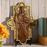 God Shepherd Religious Gift Wood Carving Cross Christian Wall Art - BGCOPPER