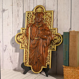 God Shepherd Religious Gift Wood Carving Cross Christian Wall Art - BGCOPPER