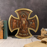 Trinity Jesus and Mary Wood Cross - BGCOPPER