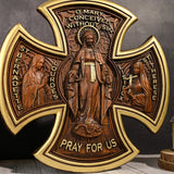 Trinity Jesus and Mary Wood Cross - BGCOPPER