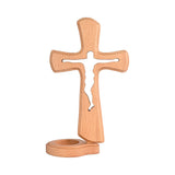 Beechwood Cross Candle Holder: Bearing Faith in Wood, Kindling Devotion with Light - BGCOPPER