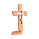 Beechwood Cross Candle Holder: Bearing Faith in Wood, Kindling Devotion with Light - BGCOPPER