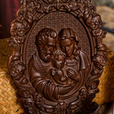 Bgcopper Holy family Nativity Wood Carving Gift Religious Family Wall Decor - BGCOPPER