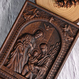 Beechwood Holy Family Wall Hanging: Carving Devotion in Wood, Bringing Sacred Warmth - BGCOPPER