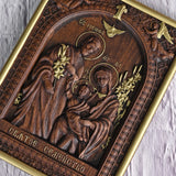 Beechwood Holy Family Wall Hanging: Carving Devotion in Wood, Bringing Sacred Warmth - BGCOPPER