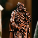 Wooden statue of Joseph holding Baby Jesus Gift Wood Carving - BGCOPPER