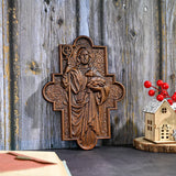 God Shepherd Religious Gift Wood Carving Cross Christian Wall Art - BGCOPPER