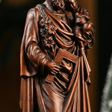 Wooden statue of Joseph holding Baby Jesus Gift Wood Carving - BGCOPPER