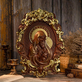Mother Mary with Baby Jesus Wood Carving Decor - BGCOPPER