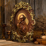 Mother Mary with Baby Jesus Wood Carving Decor - BGCOPPER