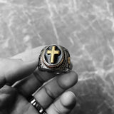 Vintage Praying Cross Ring- Stainless Steel Religious Gift - BGCOPPER
