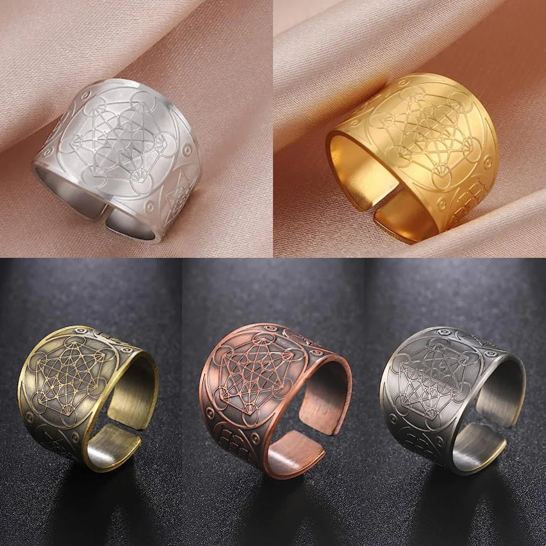 Bracciale Regolabile Donna In Acciaio Inox – Cubo Di Metatron – Gioiello Boho Con Ciondolo Geometrico Sacro – Ipoallergenico - copertina