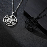 Stainless Steel Metatron's Cube Necklace Pendant Sacred Geometry Amulet Jewelry - BGCOPPER