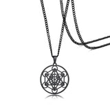 Stainless Steel Metatron's Cube Necklace Pendant Sacred Geometry Amulet Jewelry - BGCOPPER