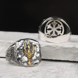 925 Silver Poseidon Trident Ring Vintage Greek Jewelry Men Women Open Adjustable - BGCOPPER