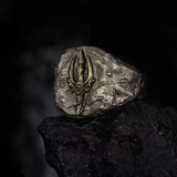 925 Silver Poseidon Trident Ring Vintage Greek Jewelry Men Women Open Adjustable - BGCOPPER