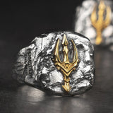 925 Silver Poseidon Trident Ring Vintage Greek Jewelry Men Women Open Adjustable - BGCOPPER