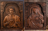 Our Lord Jesus Sacred Heart , Immaculate Heart of Mary Sacred Heart Wood Sculpture - For the FaithfulWood Carving - BGCOPPER